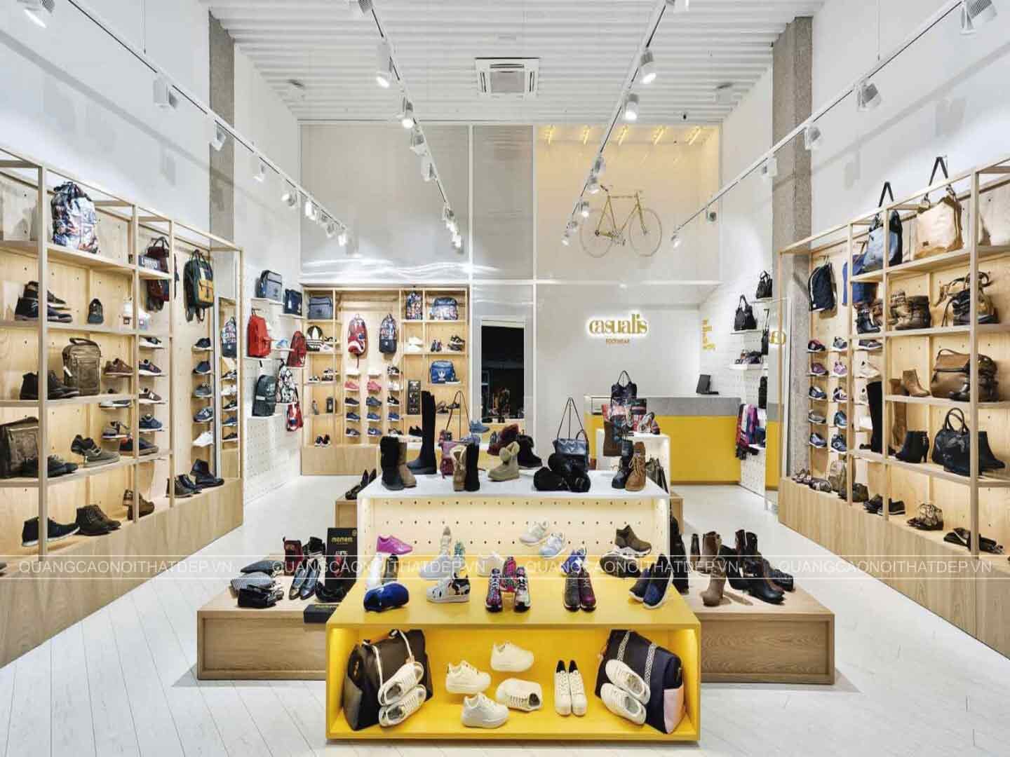mẫu thiết kế nội thất cửa hàng giày dép túi xách đẹp